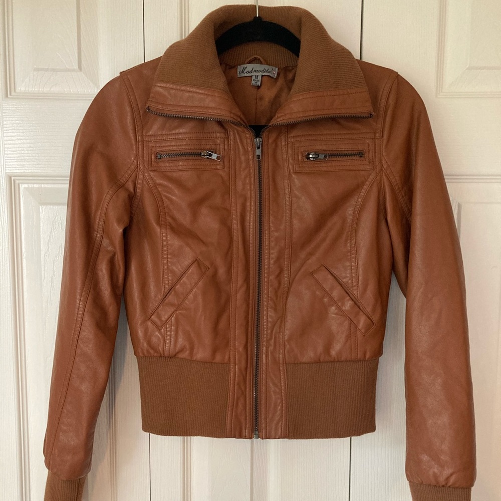 Faux Leather Bomber